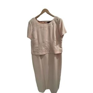 Womens Pink Beaded Mother Of The Bride East 5th Crepe Chiffon Dress Size 16